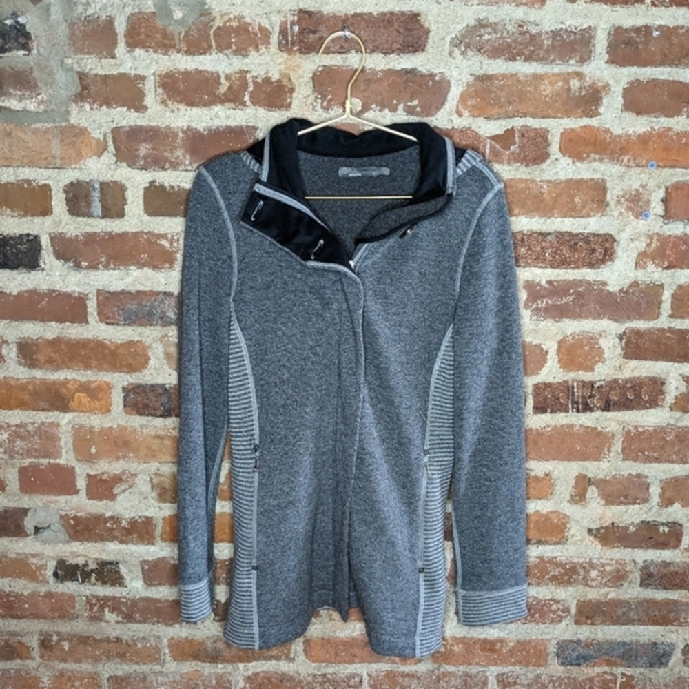 Prana Small Long Gray Hooded‎ Zip-Up Jacket